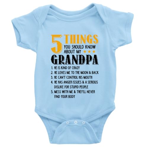 5 Things About My Grandpa Baby Boy Girl Onesie Newborn Organic Bodysuit Romper