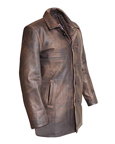 Distressed Brown Real Cowhide Leather Jacket Coat4