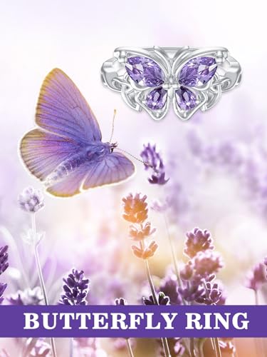 Image of Bee /Butterfly /Mustard Seed /Hummingbird /Cat /Rainbow Adjustable Ring for Women 925 Sterling Silver Spoon Rings for Women Size Fits Most People