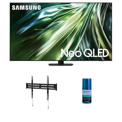 SAMSUNG QN85QN90DAFXZA 85 Inch Neo QLED TV with 4K AI Upscaling with a Walts TV FIXED-MOUNT-43-90 TV Mount for 43-90 Inch Compatible TVs and Walts HDTV Screen Cleaner Kit (2024)