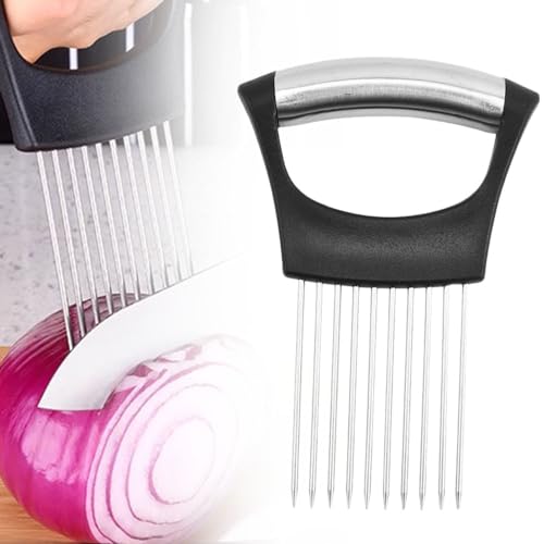 Stainless Steel Onion Slice Holder, Multifunctional Fruit Egg Slicer Onion Pin Slicer Loose Meat Pin, Premium Slice Fixing Artifact Kitchen Gadgets (1PCS)