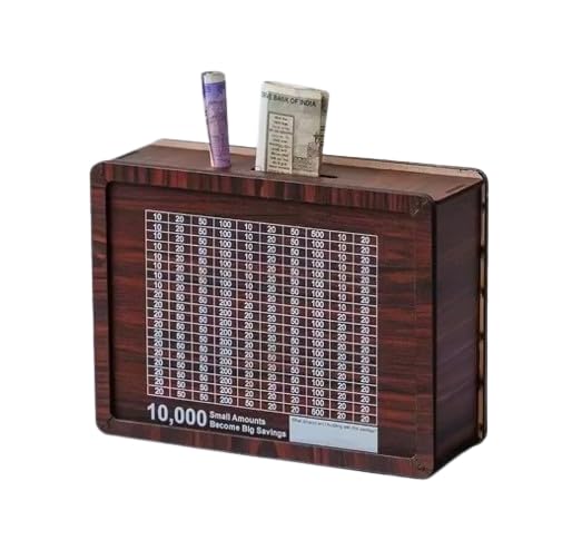 10,000 Savings Challenge Wooden Money Frame | Money Saving Box with Tracker | Motivational Piggy Bank for Home & Office_Design_10