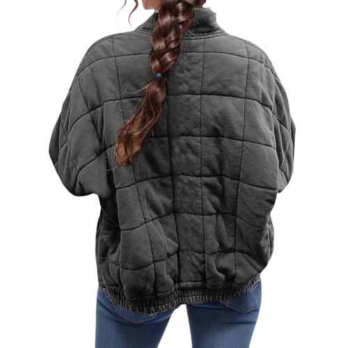 Womens Jackets Oversized Quilted Long Sleeve Puffer Jacket Coats Casual Dolman Lightweight Coat with Pockets3