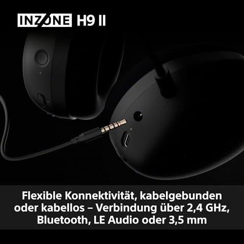 Sony INZONE H9 II kabelloses Gaming-Headset mit Noise Cancelling - mit Fnatic entwickelt, 360 Spatial Sound, Mikrofon mit KI-Rauschunterdrückung, 30h Akku, BT/LE/2,4 GHz/Kabel, PC - Schwarz