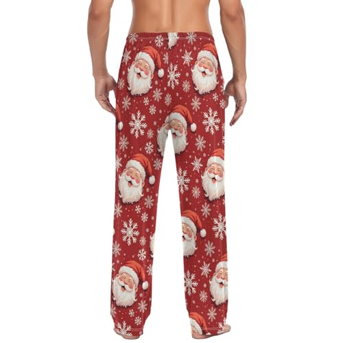 Cute Santa Claus Snowflake Pajama Pants Vintage Red HollyLounge Sleepwear PJs Men's Pajama Bottoms Sleep Pants XXL2