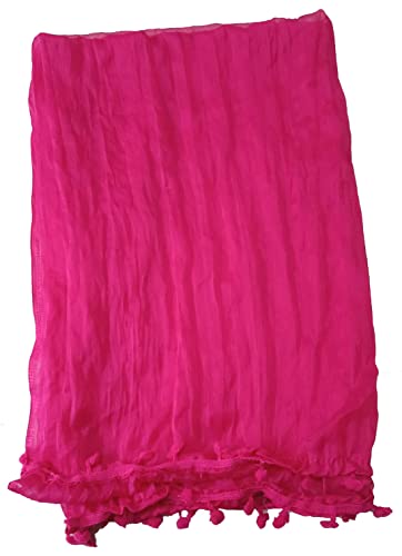 Image of YOUTHQUAKE Women's Solid Casual Dailywear Faux Chiffon Multi Color Dupatta With Pum Pum Lace (Set of 7)