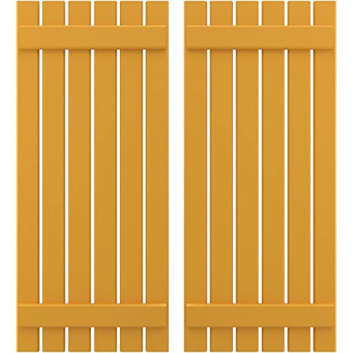 Ekena Millwork ARW101SB623X63TUH Americraft Six 2 Exterior Real Wood Spaced Board-n-Batten Shutters (Per Pair), 23 1/2"W x 63"H, Turmeric