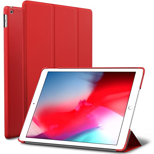 iPad Mini 5 case, ROARTZ Red Slim Fit Smart Rubber Coated Folio Case Hard Cover Light-Weight Wake/Sleep for Apple iPad Mini 5th Generation 2019 Model A2133 A2124 A2126 7.9-inch Display