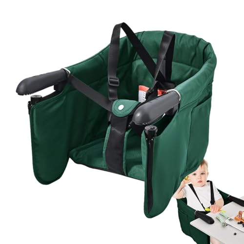 Gancho de trona - Silla de comedor plegable de tela, trona ligera con clips y correas de seguridad | Silla alta de mesa con clip, asiento infantil plegable para mesa de pranz