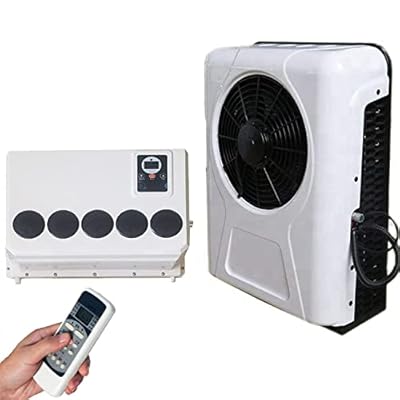 Treeligo DC 12V Universal Electric RV Truck Air Conditioner Camper A/C Unit 10000 BTU Only Cooling for Motorhome Bus tractor automotive air conditioner White