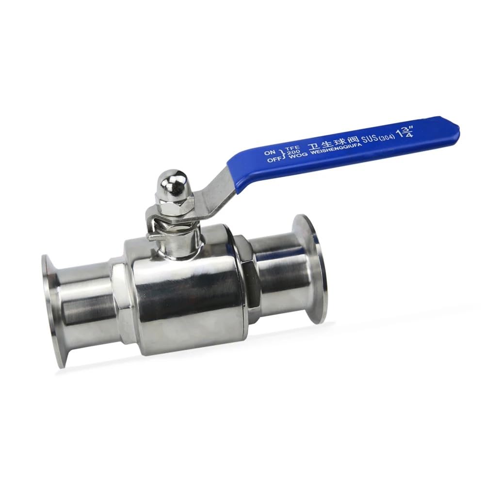19/25/38/51mm, Válvula de Esfera Sanitaria Acero Inoxidable 304 - Tri Clamp - 1 PC, Higiénica para Cerveza Casera, Alimentos, Lácteos & Aplicaciones Pharma(51mm x Ferrule 64)