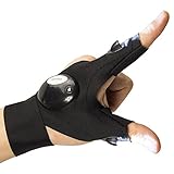 ThxToms Fingerless LED Flashlights Gloves, Hands Free Light for Fishing, Reading, Repairing and Gift (Left Glove, Small Size)