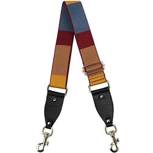 Image of Duwi Wide Purse Strap Multicolor Striped Guitar Style Strap Adjustable Canvas Crossbody Bag Strap
