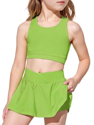 Image of SOLY HUX Toddler Girl's 2 Piece Workout Outfits Lightweight Crop Tank Tops and Skort Athletic Set