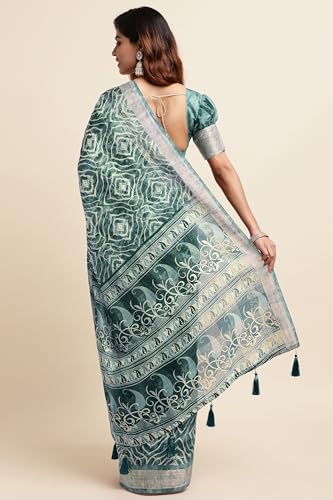 Image of MIRCHI FASHION Women Saree Cotton Blend Kalamkari Printed | Comfortable Office and Regular Daily Use Sari with Unstitched Blouse Piece