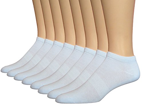 Top Step Men's Athletic Low-cut Socks with Arch Support - 8 Pack White Sock Size 10-13. Fits Shoe Size 6-12