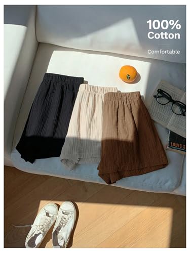 Image of MakeMeChic Women's 3 Pack Linen Shorts Gingham Striped Beach Shorts | Summer, Plaid, Cover Up Shorts
