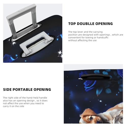 Puppy Blue Rose Printed luggage cover, double stitching all around, high elastic material, suitable for travel and business trip4