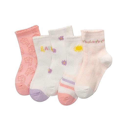 Kids Boys Girls Cartoon Socks 5 Pairs Toddler Baby Crew Socks Infant Breathable Floor Socks Children (G, 9-12 Years)