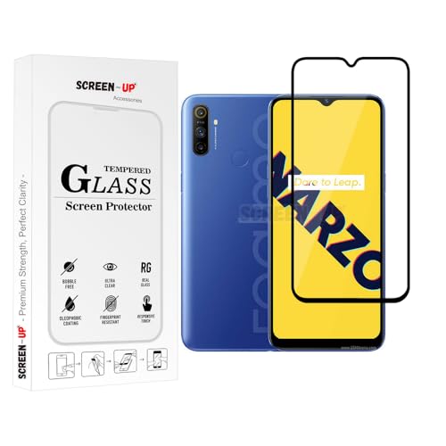 Image of ScreenUp Tempered Glass For Realme Narzo 10a - Ultra Clear, 9H Scratch Resistant, Full Coverage, Easy Install Screen Protector