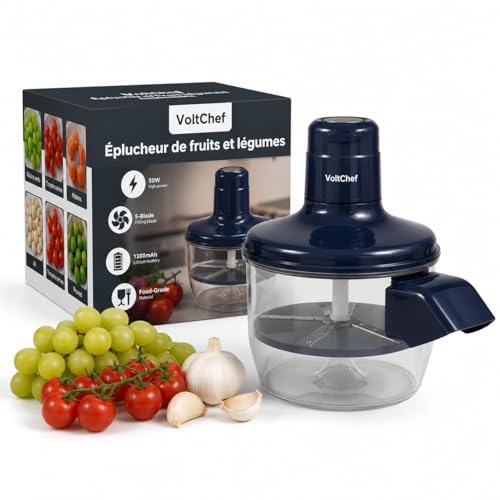 VoltChef Éplucheur Électrique Automatique de Fruits et Légumes – Rechargeable USB-C – Lame...