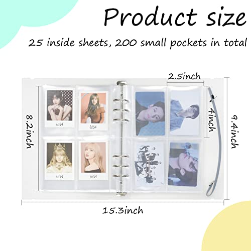 Photocard Kpop Binder 25 Sheets 200 Pockets 4 Inch Photo Album Sleeves in Loose Leaf Refillable Personal A5 6 Rings Binder Scrapbook Card Protectors Sleeve Pages (A5 200pcs) - Image 4