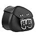 SCOOLKS Universal Throw Over Motorcycle Saddlebags – Heavy-Duty PU Leather Storage Panniers for Harley Honda Kawasaki Yamaha Sportster Softail Dyna Rebel Shadow,2Pcs Black