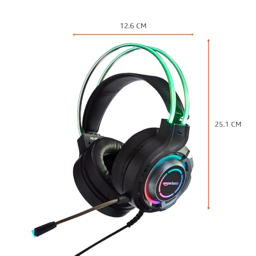 Image of Amazon Basics RGB Wired Gaming On Ear Gaming Headphone, 2 Meter Braided Cable, with mic, Suspension Design, 3.5mm Connector (USB A only for RGB, Black)