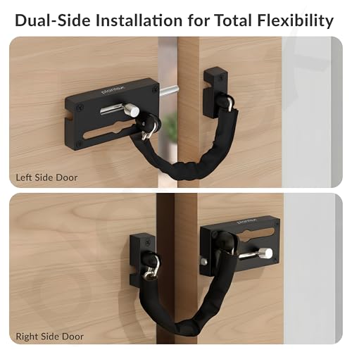 Image of Plantex Door Chain with Baby Latch /Door Chain Lock for Main Door /Latch Lock for Door /Heavy Duty Door Safety Guard Lock for Home, Hotel & Office Security - Pack of 1 (DTK-294-Black)