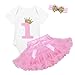IEFIEL Conjuntos de Ropa Bebé Niña 3PCS Banda + Camiseta+ Tutu Falda Vestido Verano Algodón Blanco y Rosa 9-12 Meses
