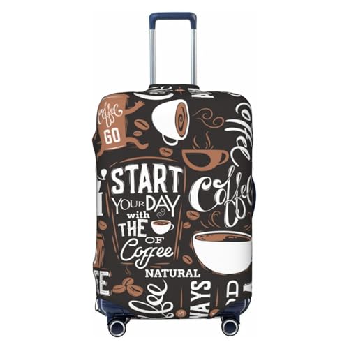 Dark Brown Coffee Cup print Luggage Cover Elastic Suitcase Covers for Protector Suitcase Sleeve for Luggage 18-32 In