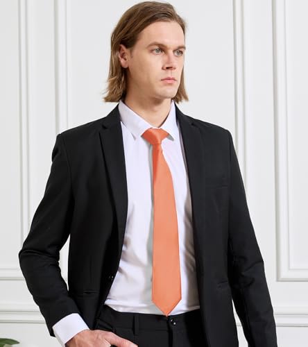 Image of KOOELLE Men's Ties Solid Pure Color Plain Neckties Formal Black Ties For Men