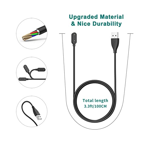 Image of Meliya Charging Cable for Huawei Band 10 9 8 7 6 / Honor Band 6 / Watch ES /Watch FIT,Fast USB Smart Watch Charging Cable Cord 3.3ft (100cm),Black