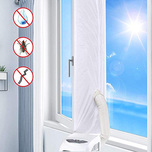 ASANMU Fenster Klimaanlage Abdichtung, 300cm Fensterabdichtung für Mobile Klimageräte, Abluft-Wäschetrockner, Bautrockner, Luftentfeuchter, AirLock zum Anbringen an Fenster, Dachfenster Flügelfenster