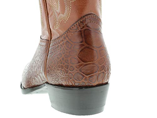 Texas Legacy Mens Cognac Western Leather Cowboy Boots Turtle Design Print J Toe4