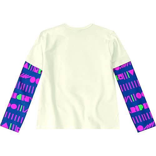 Blusa em meia malha stretch manga longa Mundo Ripilica meninas, Bege, 10