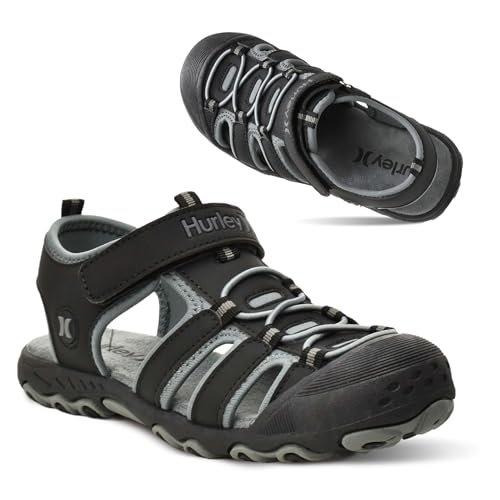 Hurley Kid's and Toddlers Water Sandals - Beach Sandals for Boys and Girls, Lightweight Durable Closed Toe with Adjustable Upper for Outdoors, Water Play and Pool Champ