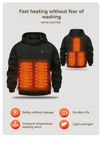 Heated Hoodie Pullover Sweatshirt for Women and Men - USB Electric Warm Jacket - Unisex2