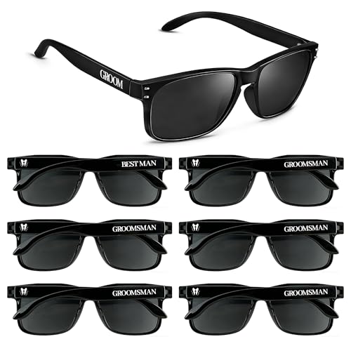 GROOMSMAN Bachelor Party Favors Groomsmen Sunglasses 7 Pcs Wedding Sunglasses for Groom Best Man Groomsman Gifts