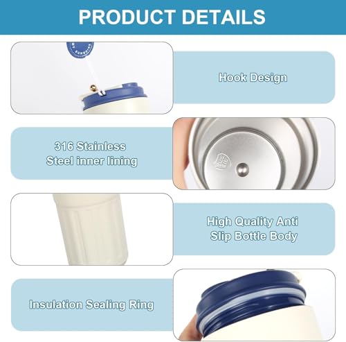 Image of Arviz Insulated Coffee Cup with Leak Proof Lid, Double Walled Vacuum Tumbler with Smart Temperature Display, Vacuum Insulation Stainless Steel Reusable for Hot Cold Coffee (Blue)