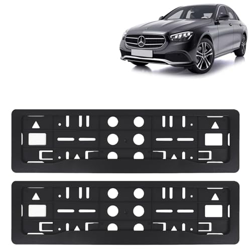 Image of KINGSWAY E Class Car Number Plate Frames for All 2021 Onwards Models of Mercedes Benz Car Registration Plate Holders, Black Licence Plate Covers (Front and Rear), Universal Size 51.5 x 14.5 cm
