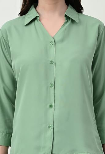 Image of FUNDAY FASHION Women's Crepe Casual Regular Fit Solid V Collered Shirt (Pack of 2)