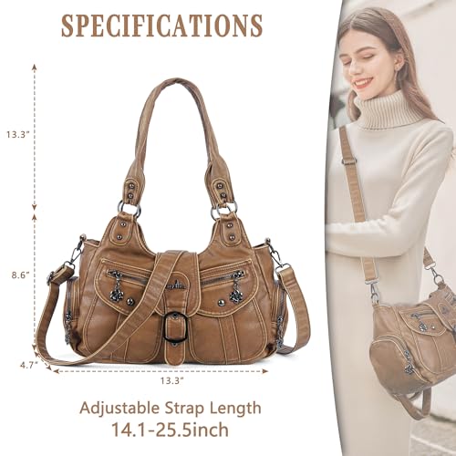Angel Kiss Hobo Bags for Women Vegan Leather Shoulder Purses and Handbags Ladies Roomy Tote Bags Purse with Crossbody Strap3