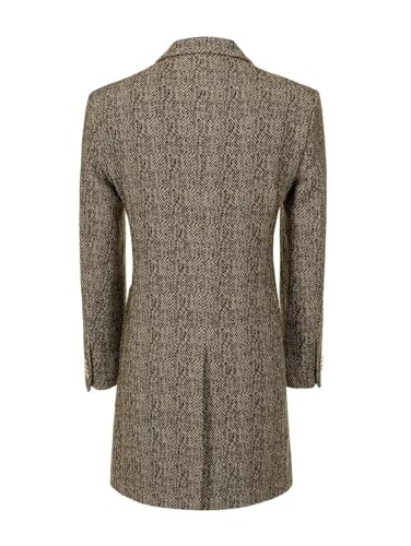 Fxzpiodi Mens Trench Coats Wools Herringbone Tweed Winter Long Jacket Blazer Men Lapel Collar Peacoat for Prom Business Party4