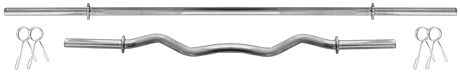 Watson gym bar,Barbell 5ft,3ft Curl-silver Rod, gym bar rod For Weightlifting, Power Lifting, gym barbell Rod (25mm Outer Diameter) 4 Piece Barbell Clamps (Barbell 5ft,3ft Curl-silver) (B0BX6NMCT3) Amazon Price History, Amazon Price Tracker