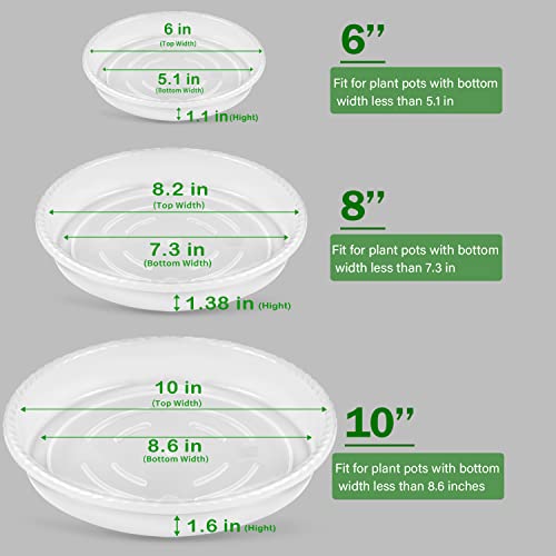 Supking Plant Saucers 6 8 10Inch 6 Packs Durable Clear Plastic Drip Tray Thicker Sturdier Plant Pot Saucers Stronger Flower Pot Tray For Indoors & Outdoors #TOP1