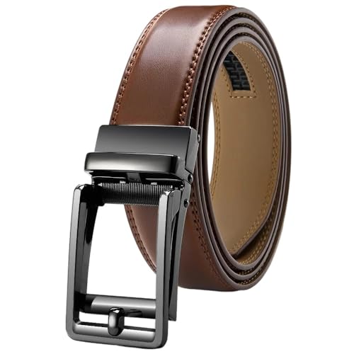 Men's Adjustable Ratchet Strap, Automatic Winding, Casual Genuine Leather Belt Flzdqsft-95Bu 125cm