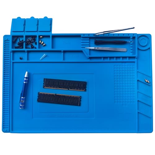 45 * 35cm Tapis de sol anti-statique et silicone résistant à la chaleur, pour fer à souder, réparation de téléphone et d'ordinateur, BGA soudure matelas 500 °C caoutchouc haute température(Grand)