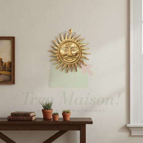 Image of Brass Sun | Brass Surya | Weight - 1KG Approx | 10 Inch Approx | Brass Sun Face Wall Hanging | Home Decor | Sun for Vastu| Sun Idol Face for Positivity