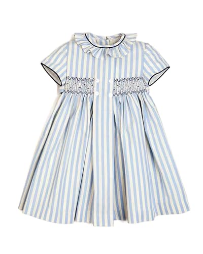 Image of Twoflower Baby Girls Long Sleeve Smocking Clothing Toddler Fall Floral Smocked Dress Vintage Dresses for Christmas Birthday